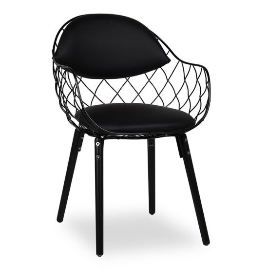 Silla de comedor moderno y confortable de metal de color negro